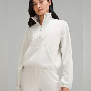 Lululemon Brushed Softstreme Ribbed Half Zip -Bone